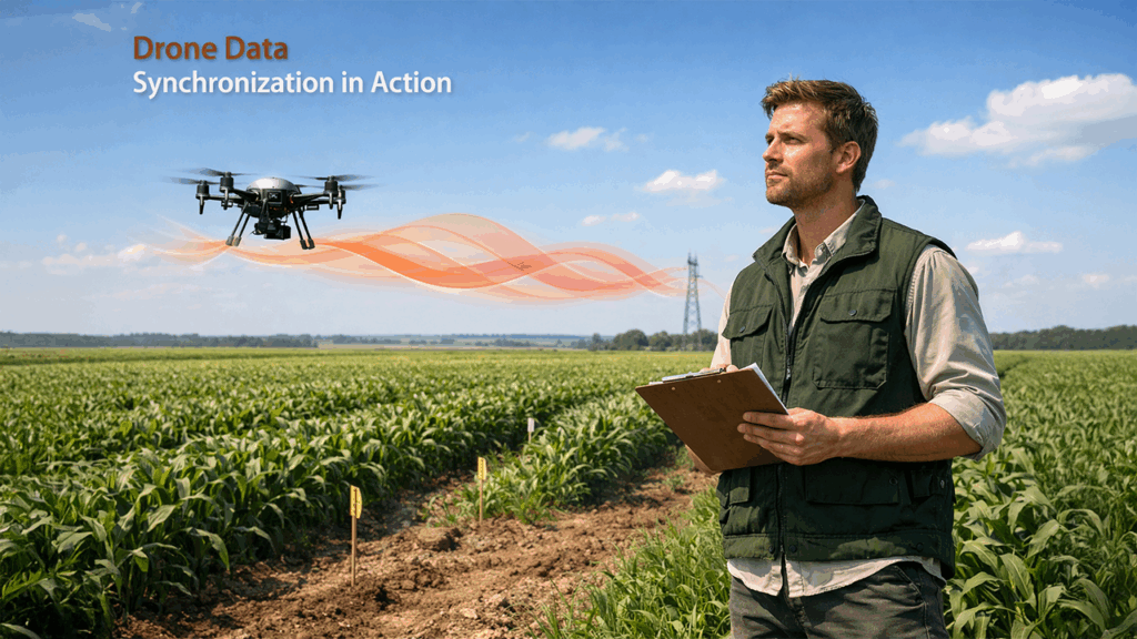 Drone app development ensuring real-time data synchronization between drones and cloud-based web platforms