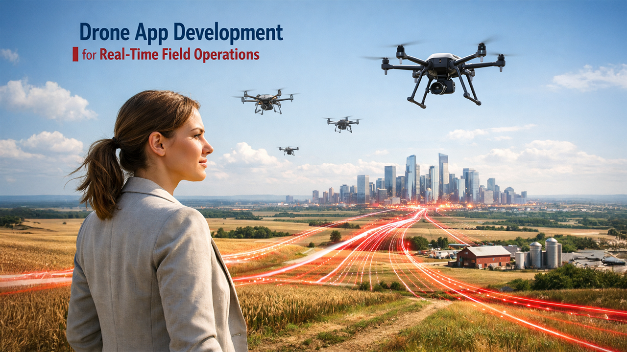 Drone app development enabling real-time data transfer from field operations to web platforms