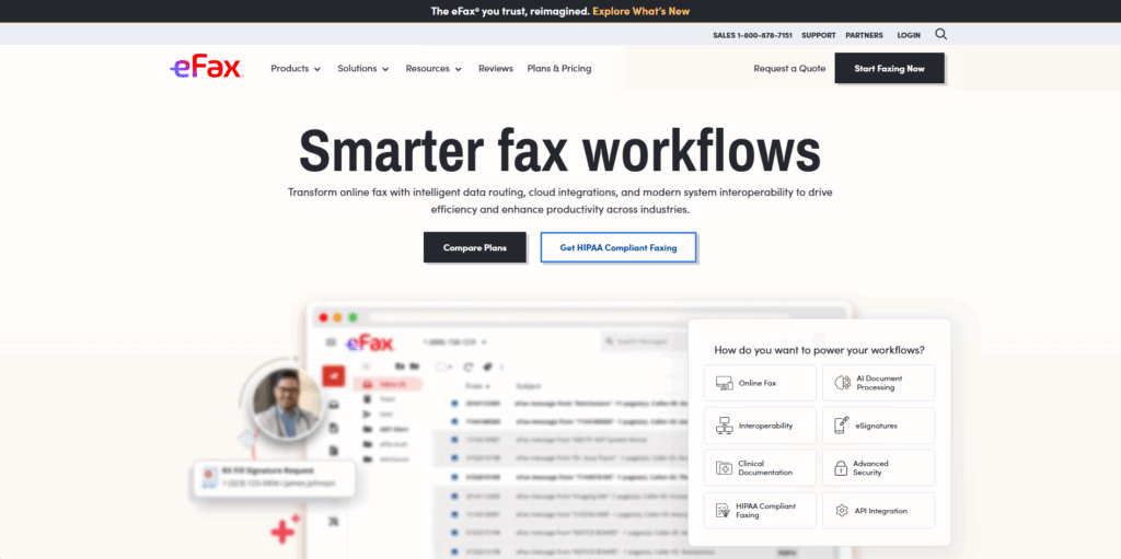 eFax iPhone fax app for business users sending secure documents online