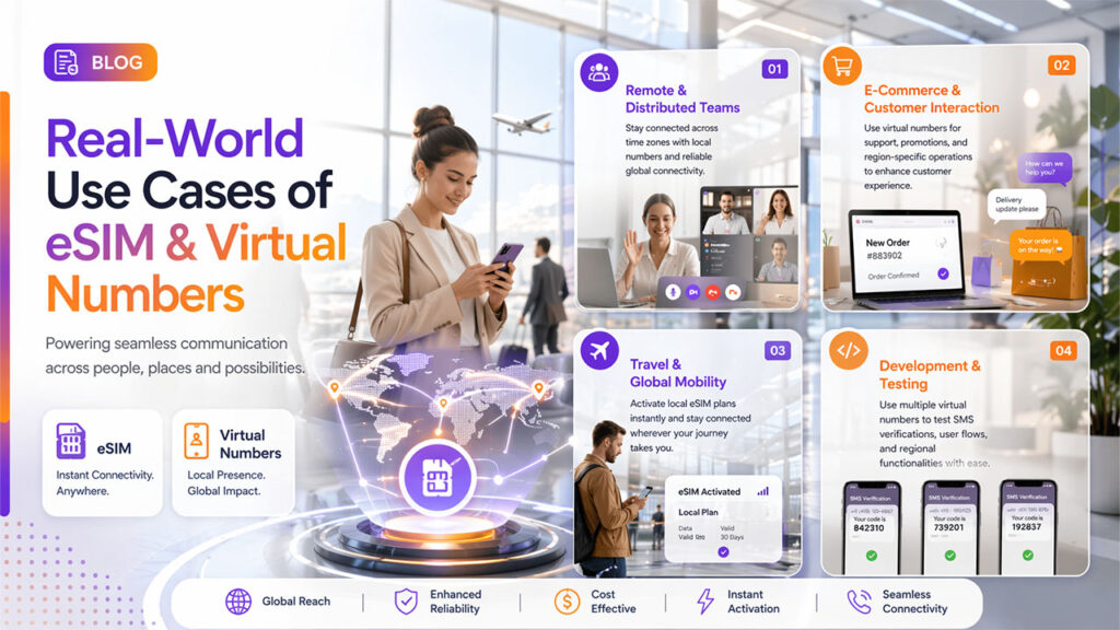 real world use cases of eSIM and virtual phone numbers for remote work travel ecommerce and business communication