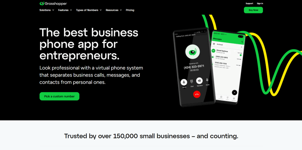Grasshopper phone system interface for small business communication