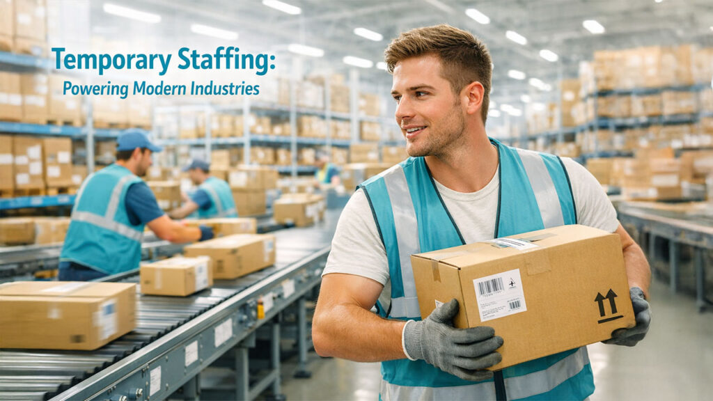 Various industries such as retail, healthcare, and logistics benefiting from temporary agency hiring for flexible staffing needs