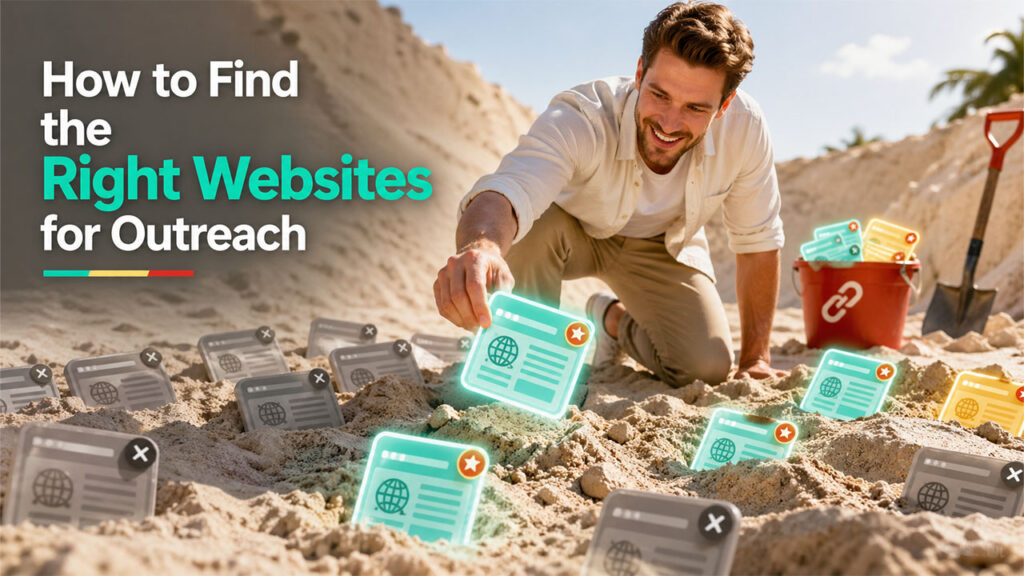 SEO prospecting process for link building outreach showing how to find relevant websites and backlink opportunities.