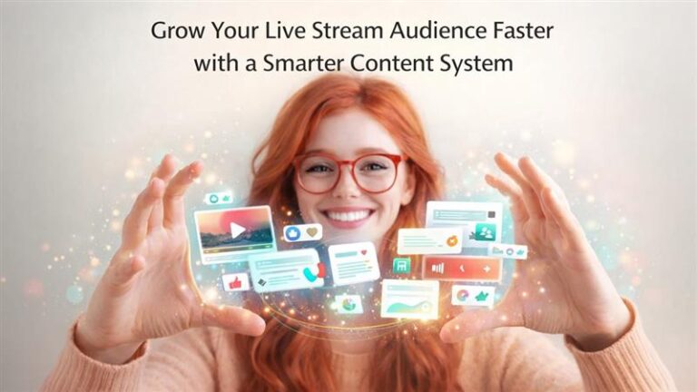 Live stream audience growth strategy using content system, multistreaming, and automation tools