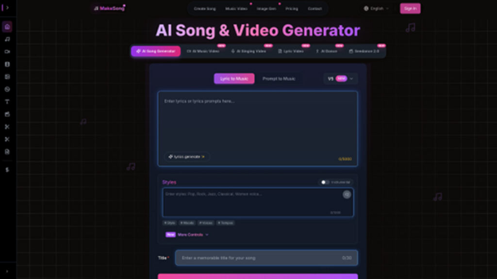 MakeSong AI music tool transforming vocals into engaging animated visuals with lip sync technology