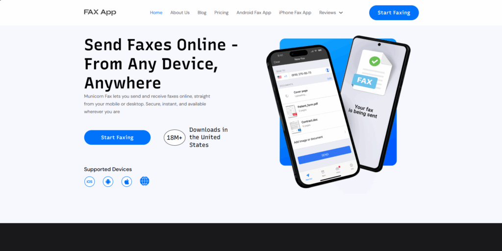 Municorn Fax App best iPhone fax app for sending documents quickly and securely