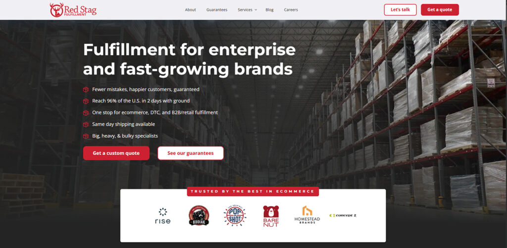 Red Stag 3PL fulfillment for Shopify handling heavy bulky and high value products in warehouse