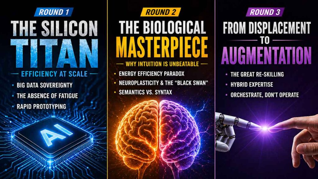 Artificial intelligence efficiency at scale showing data processing automation and high precision machine intelligence