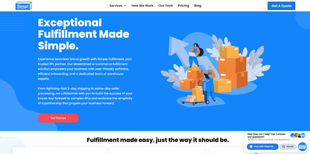 Simpl Fulfillment 3PL for Shopify helping small to mid size DTC brands with order processing and shipping