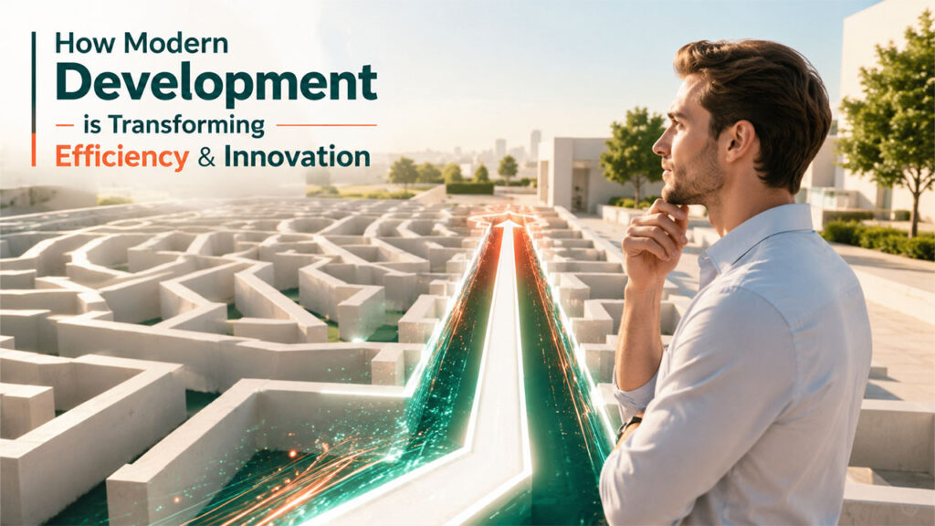 Long-term impact of AI in software development showing improved efficiency, innovation, and global collaboration