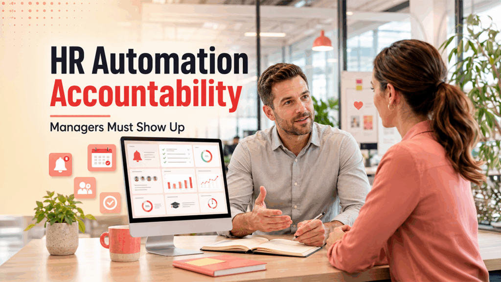 HR automation map showing managers responsible for human follow-up after automated workflows