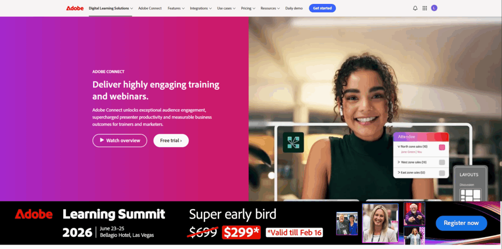 Adobe Connect webinar platform for secure virtual events and enterprise collaboration