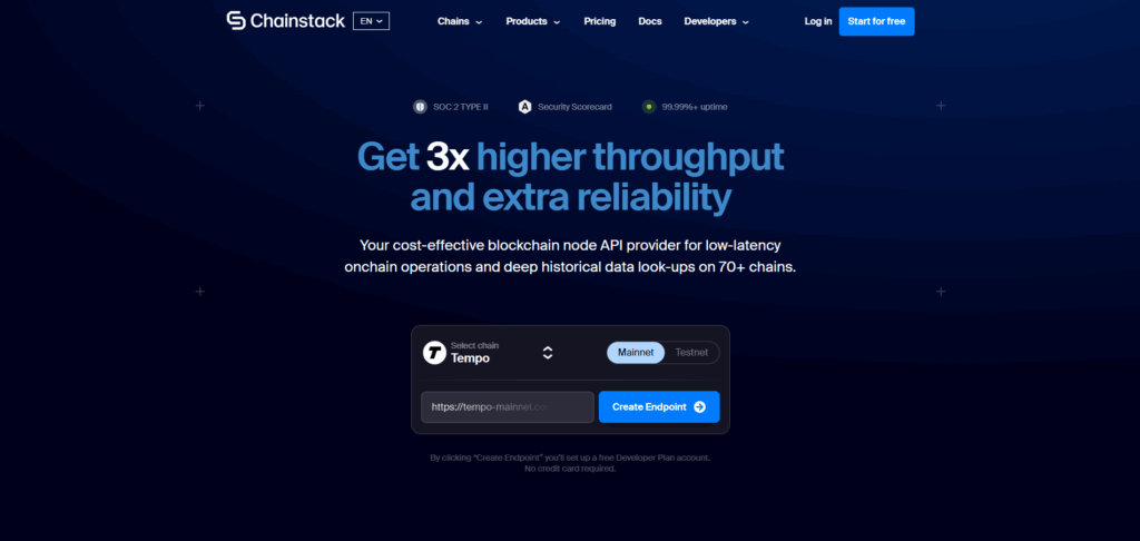 Chainstack managed blockchain infrastructure and dedicated RPC nodes