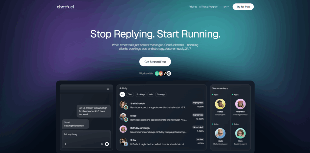 Chatfuel AI messaging platform for WhatsApp and social media automation