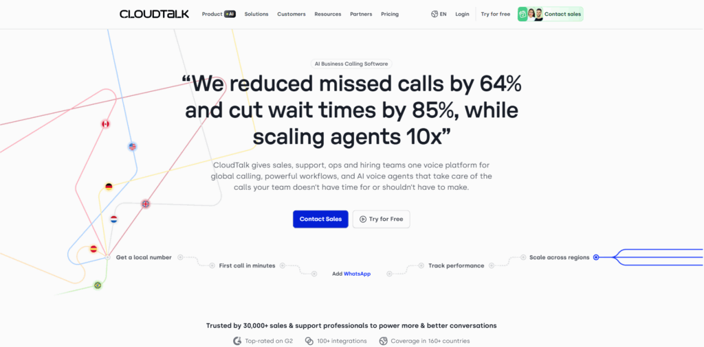CloudTalk local presence dialer for SMB and growing B2B sales teams