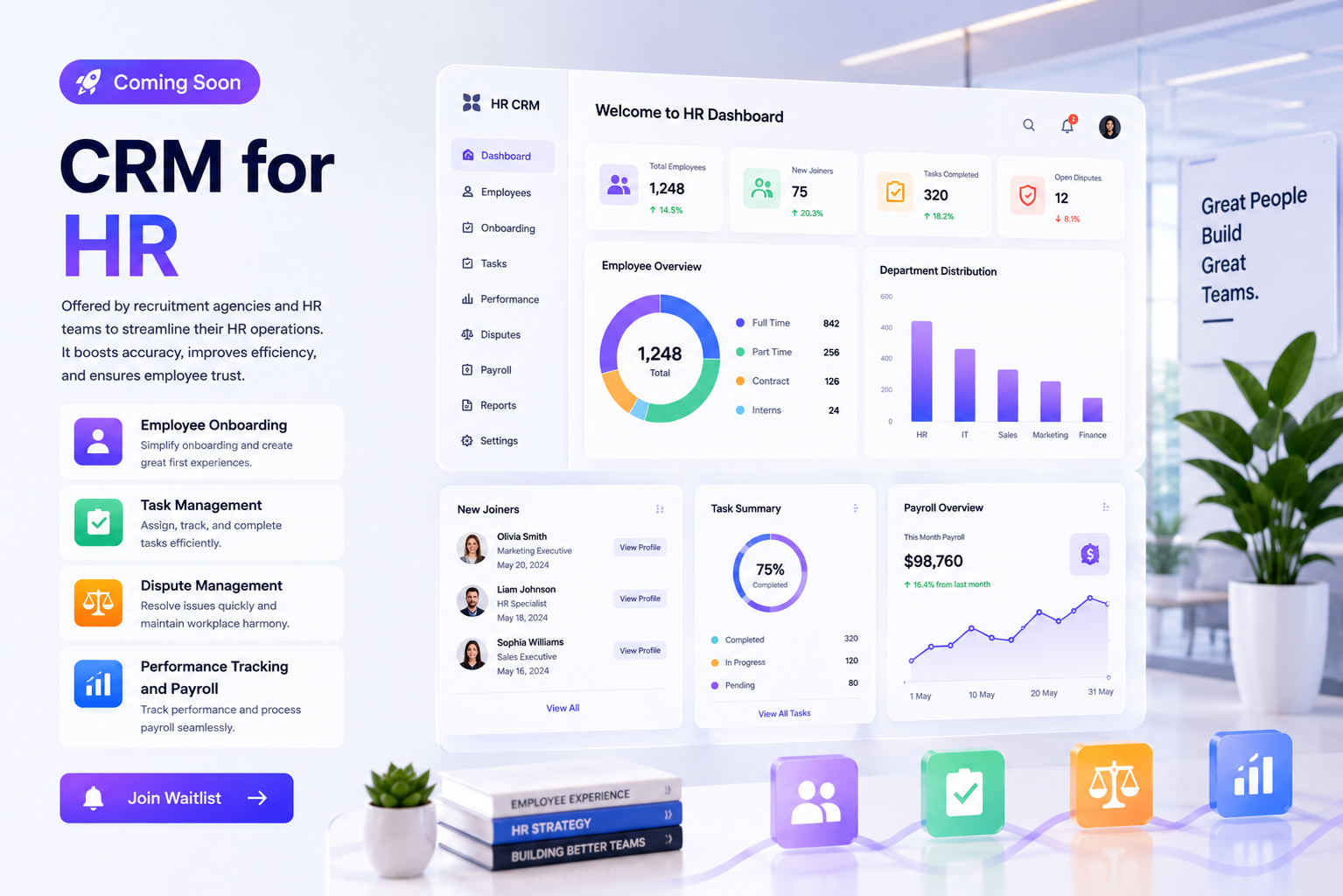 CRM for HR dashboard preview