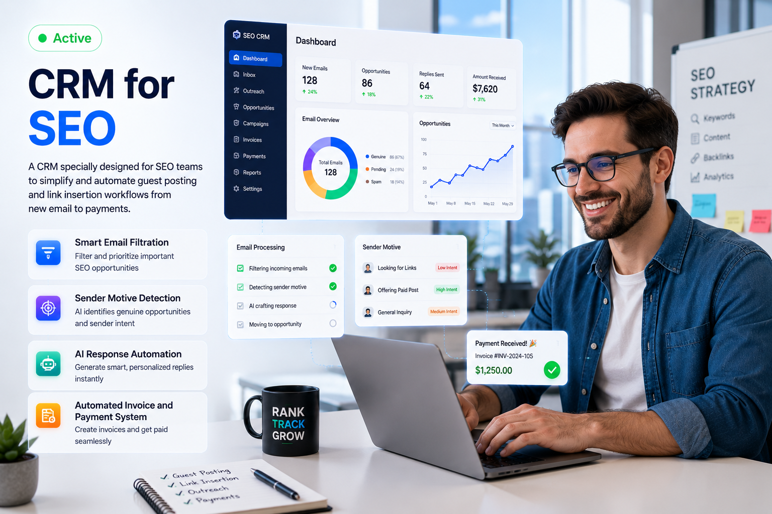 CRM for SEO dashboard preview