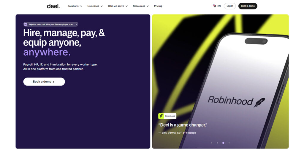 Deel HR software platform for mid-market companies managing global hiring and international payroll