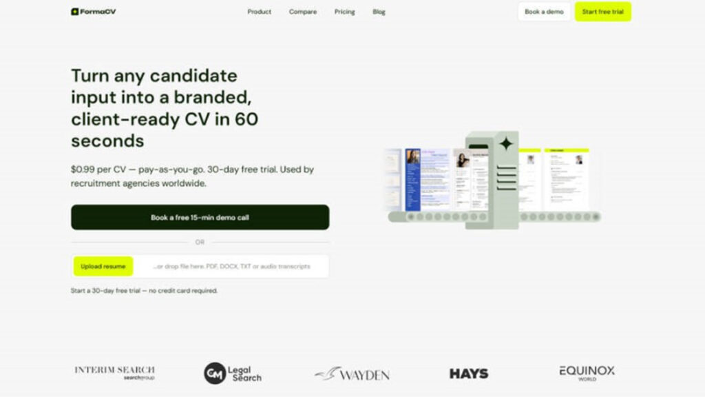 FormaCV CV Formatting Tool automating resume formatting and ATS integration for recruiters