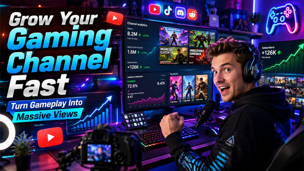 Gaming YouTube channel analytics showing audience retention and watch time as more important than total views