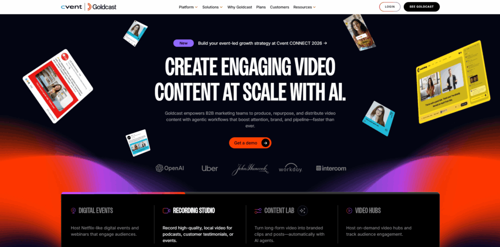 Goldcast webinar platform for B2B events and enterprise lead generation
