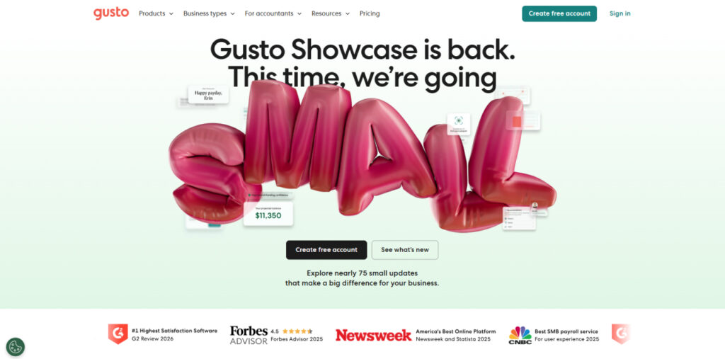 Gusto HR software platform for payroll and employee management in mid-market businesses