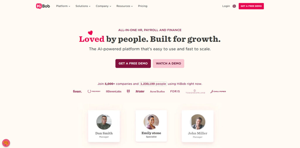 HiBob HR software platform for mid-market companies managing global workforce and employee engagement
