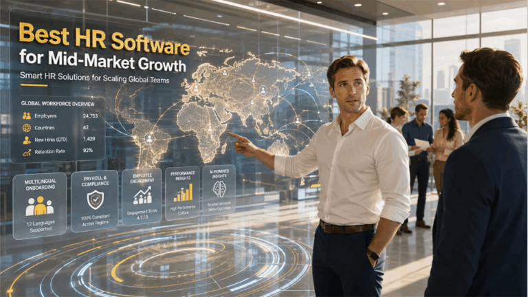 HR software for mid-market companies managing payroll, workforce analytics, and global employee operations