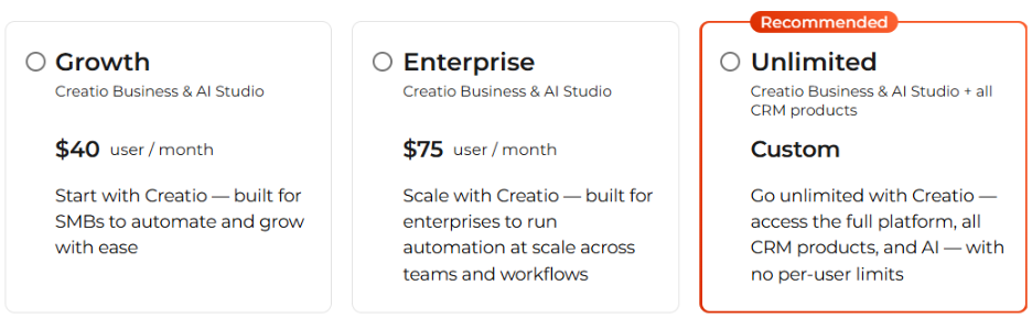 Creatio Pricing