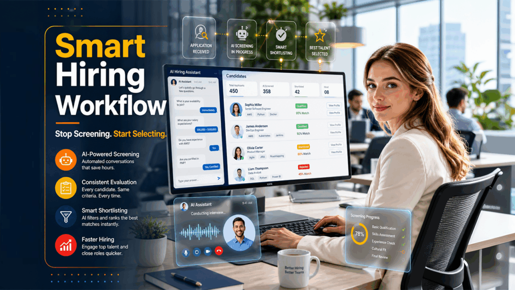 Intelligent screening system standardizing initial candidate vetting process in recruitment