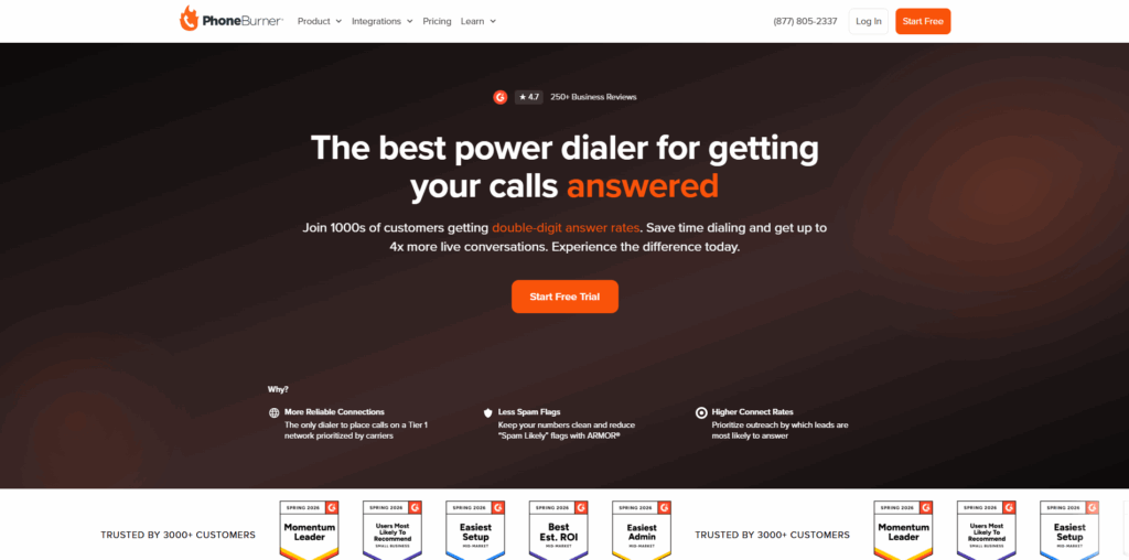 PhoneBurner local presence dialer for solo SDRs and small US outbound sales teams