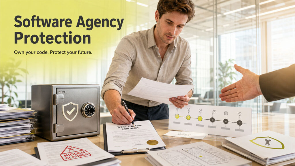 Software development agency discussing legal contracts pricing models and post launch support
