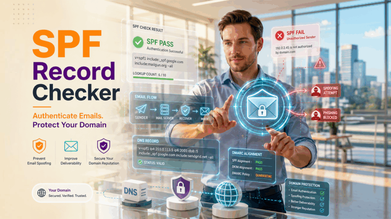 SPF record checker tool validating DNS settings to improve email deliverability and prevent spoofing