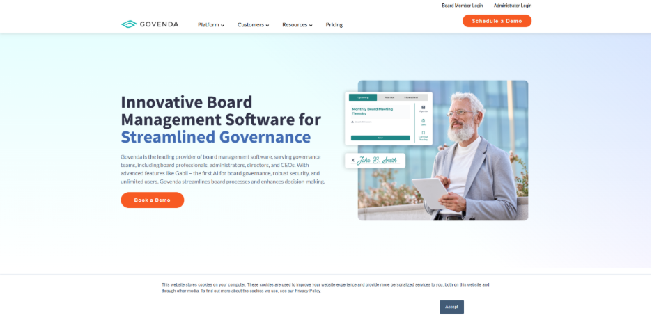 Govenda Board portal with flexible pricing for mid-market nonprofits