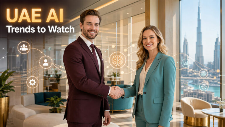 AI Trends in UAE showing artificial intelligence innovation, digital transformation, and smart business technologies in the United Arab Emirates.