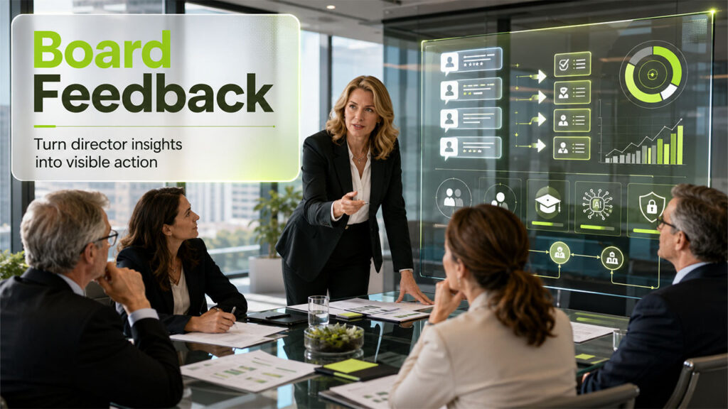 Board survey software transforming director feedback into actionable governance improvements and board development strategies
