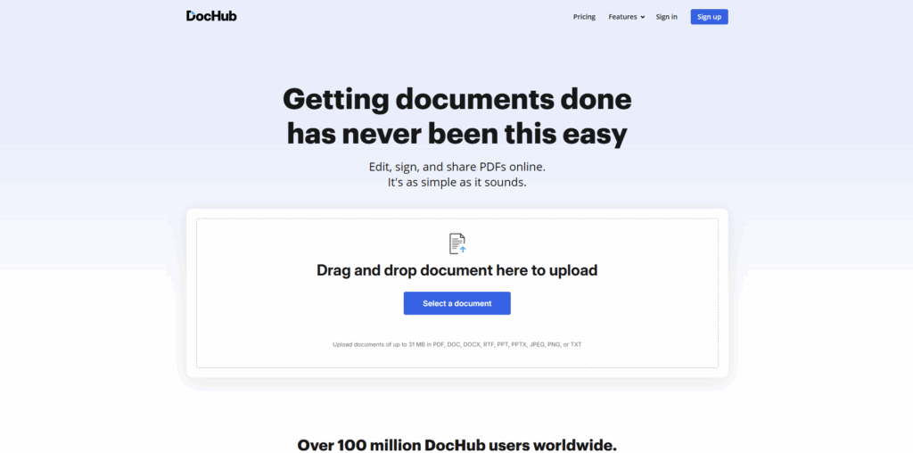 DocHub online PDF signing and approval tool for managing business documents, electronic signatures, and workflow approvals