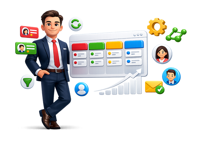 SEO CRM dashboard illustration