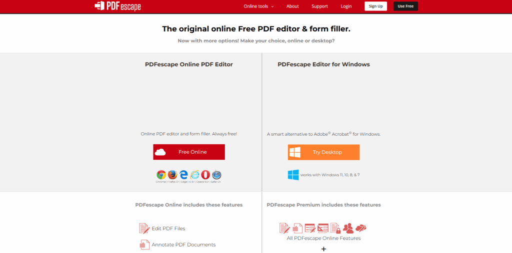 PDFescape online PDF form filling tool for completing business forms and editing PDF documents