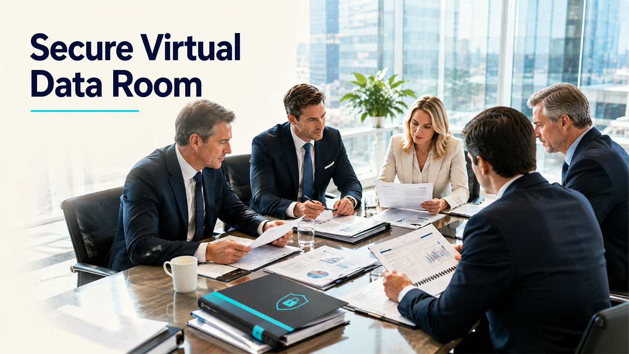 Secure virtual data room protecting customer data and confidential business documents during deal management