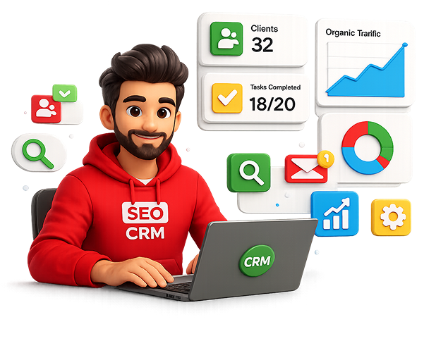 SEO CRM dashboard illustration