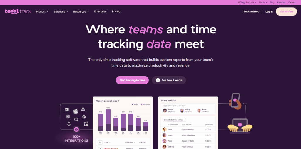 Toggl Track time tracking software helping freelance writers monitor billable hours and improve productivity