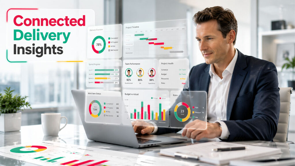 Visual reporting dashboard integrating data from multiple business tools to provide a unified project and performance overview.