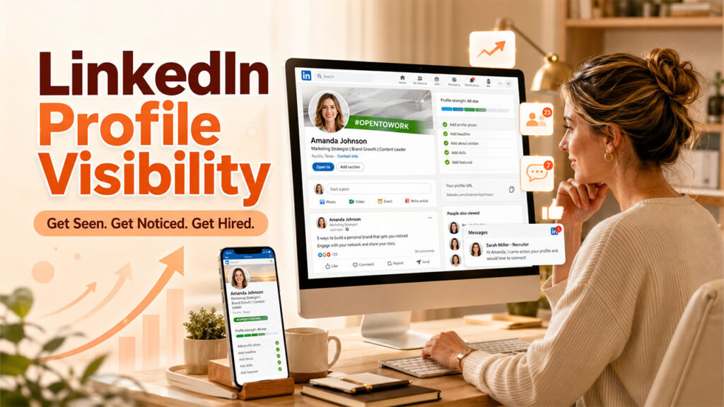 LinkedIn profile settings and activity options that improve profile visibility and help recruiters find job seekers.