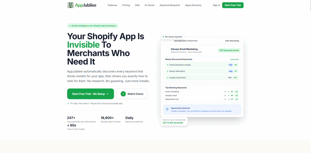 AppJubilee keyword research platform as a HeyMantle shutdown alternative for Shopify app developers