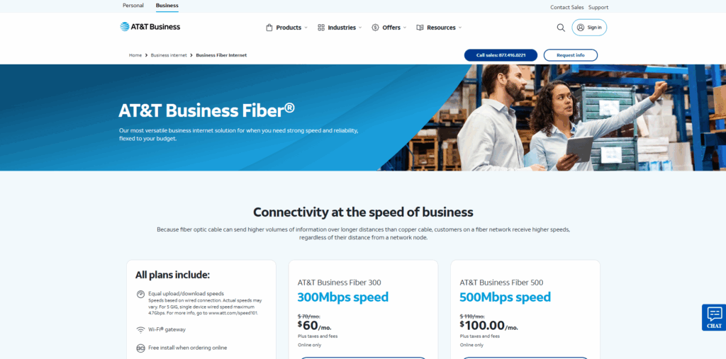 AT&T Business Fiber offering high-speed fiber internet for businesses with scalable connectivity and reliable performance.