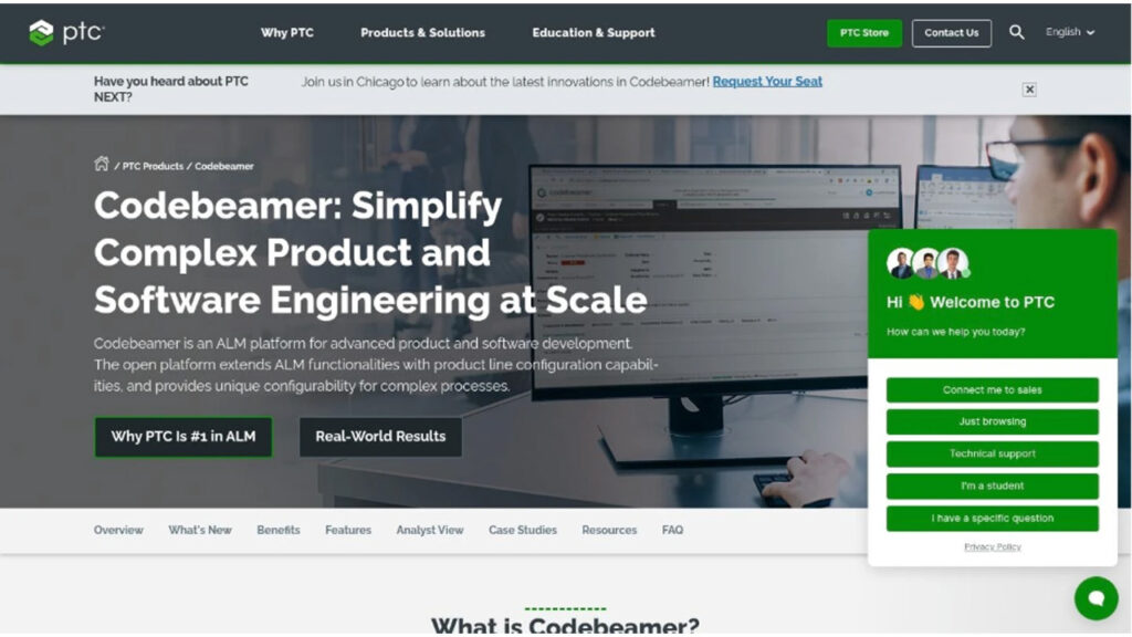 Codebeamer by PTC AI-Powered Requirements Management Software supporting application lifecycle management, requirements traceability, and AI-assisted engineering workflows.