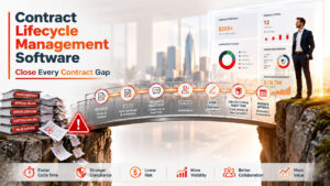 Contract Lifecycle Management Software dashboard automating contract approvals, negotiations, compliance, and renewals