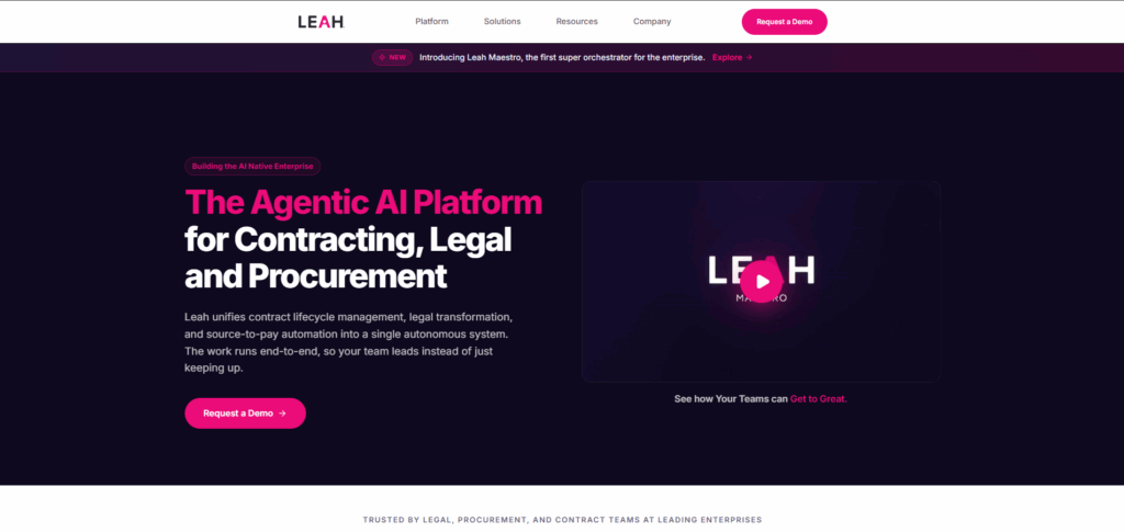 ContractPodAi Leah AI-powered contract lifecycle management software for drafting, contract review, and legal workflow automation