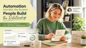 Customer retention through CRM automation and personalized human interaction to build long-term customer loyalty.